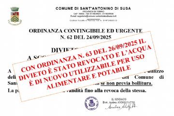 NUOVO AGGIORNAMENTO - Revoca ordinanza divieto di uso acqua a scopo potabile e alimentare